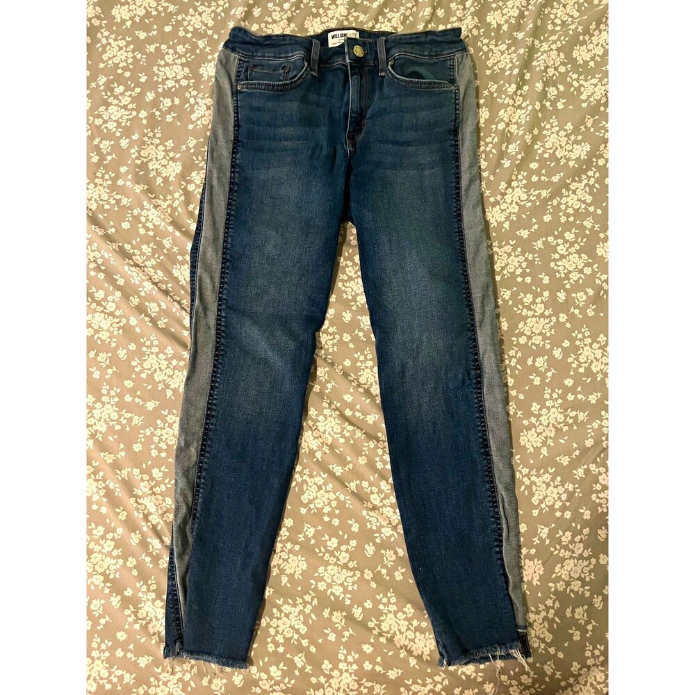 William Rast Perfect Ankle Skinny Jeans Women Blue Tuxedo Stripe Timberlake 28